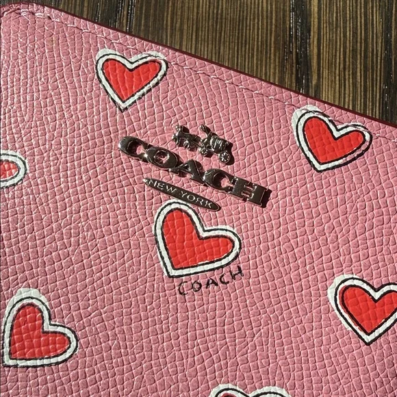 Coach Pink Wallet with Red Heart Accents - Picture 6 of 6